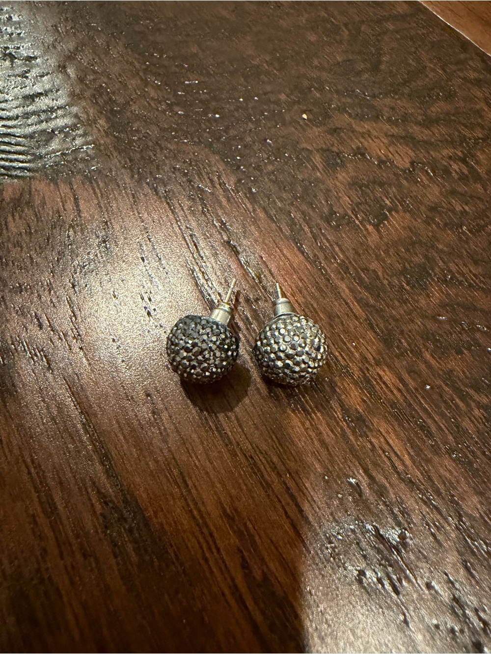 Crystal Pave Ball Stud Earrings - Silver Tone